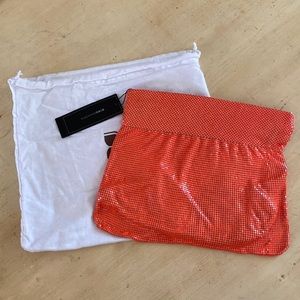 NWT Bcbg MaxAzria mesh clutch orange
